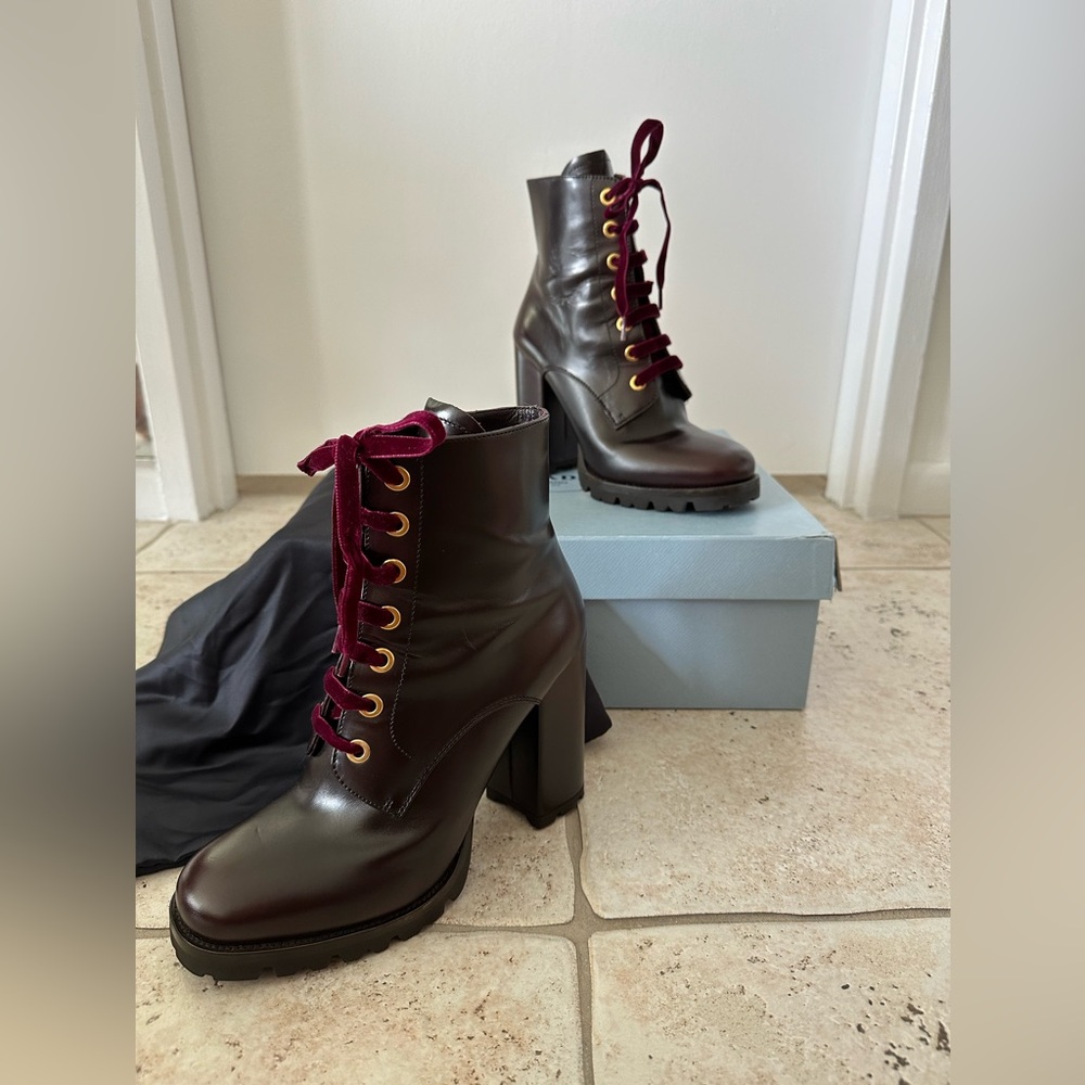 Prada Heeled Combat Boots